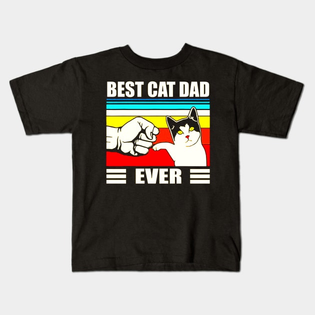 Best Cat Dad Ever Kids T-Shirt by hopeakorentoart